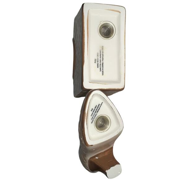 FIGI Damask Purse & Shoe Salt Pepper Shakers Blush Brown Ceramic Retro Style - Picture 7 of 8